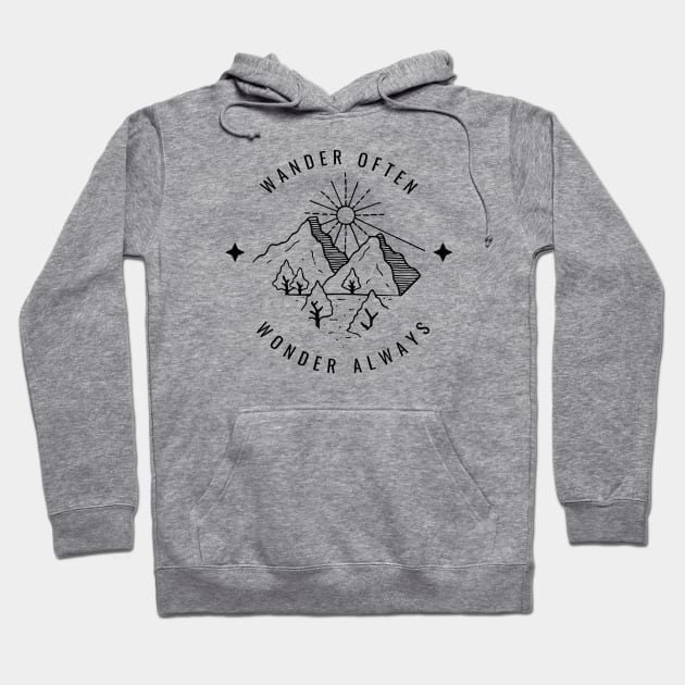 Wander often, wonder always T-shirt print | Travel and Adventures Hoodie by Monkey Mindset